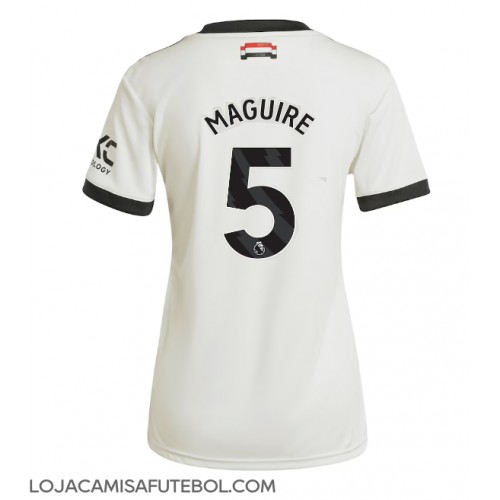 Camisa de Futebol Manchester United Harry Maguire #5 Equipamento Alternativo Mulheres 2024-25 Manga Curta